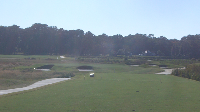 A view of the 17th green from the teeing ground.
