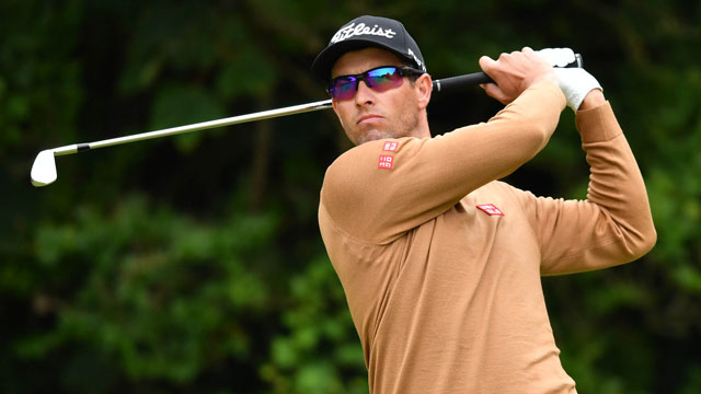 Adam Scott holes huge shot from distance to save par at the Open Championship