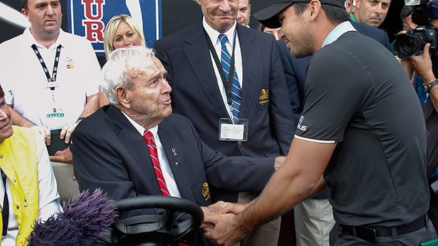Arnold Palmer is still hitting balls and signing autographs