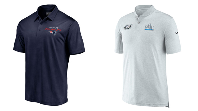 Super Bowl-bound New England Patriots and Philadelphia Eagles golf gear available now