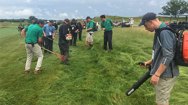 USGA mows down some fescue at Erin Hills after Tuesday’s heavy rain  