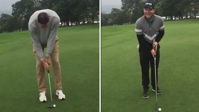 Britain's tallest man makes 35-inch putter look like a child's toy