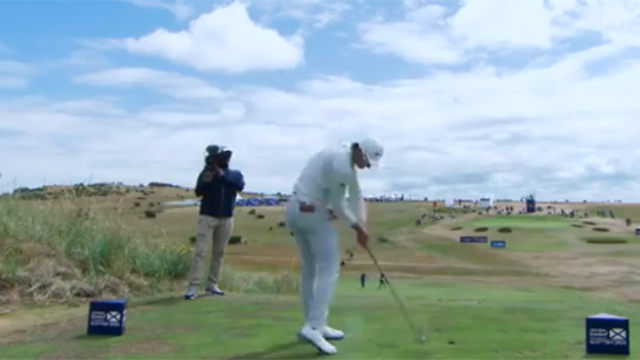 Watch PGA stars try to get closest to the pin in a Hickory Challenge at the Scottish Open