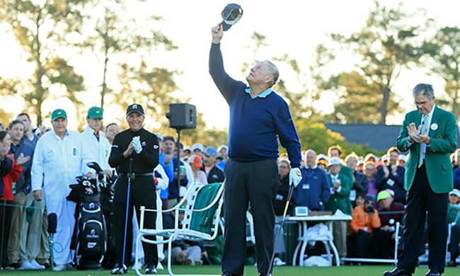 Jack Nicklaus and Gary Player honored old friend Arnold Palmer to begin the Masters