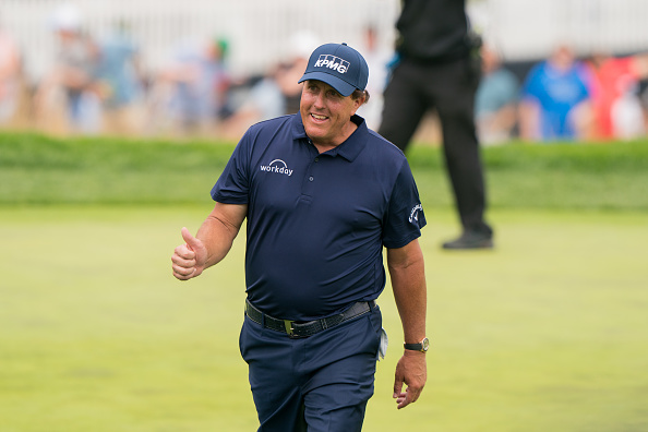 Phil Mickelson gives Bethpage Black the thumbs up at the 2019 PGA Championship