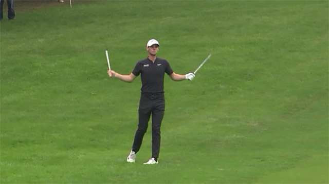 WATCH: Thomas Pieters just snapped a club on his neck at a European Tour event