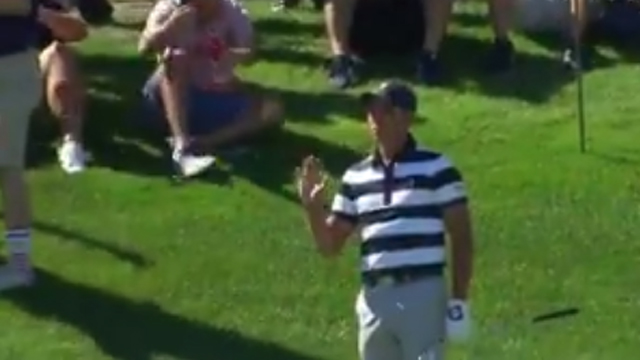 Rickie Fowler pitches in for remarkable birdie to square Presidents Cup match