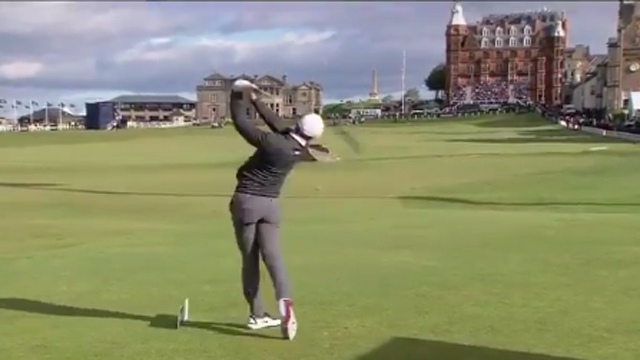 Rory McIlroy smashes drive 360 yards onto 18th green at St. Andrews
