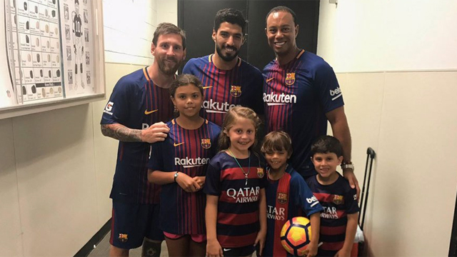 Tiger Woods, kids, meet Lionel Messi at Miami El Clasico