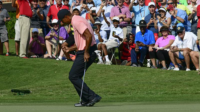 Tiger Woods returns to Tour Championship with share of lead