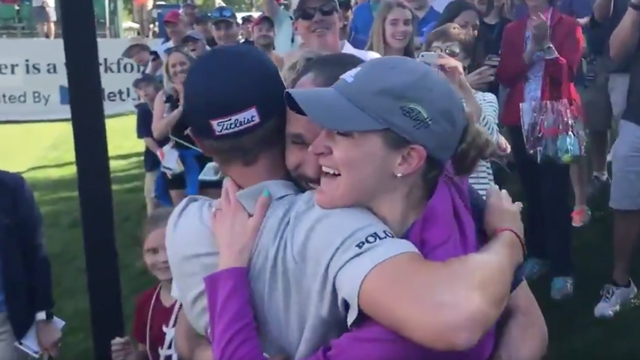 Watch Justin Thomas help pull off this great marriage proposal
