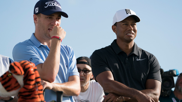 Tiger Woods playing the role of mentor and competitor with young stars