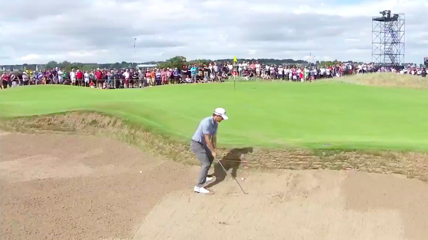 Watch Kevin Kisner hole out from one of Carnoustie's toughest bunkers on The Open's 6th hole