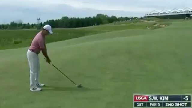 WATCH: Si Woo Kim hits driver off the deck at US Open