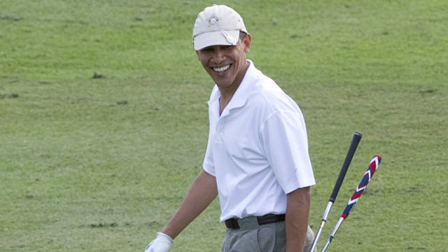 President Obama in Florida for week- end of golf with pals and instructors