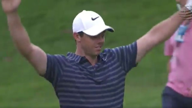 Rory McIlroy sinks eagle shot from 152 yards away