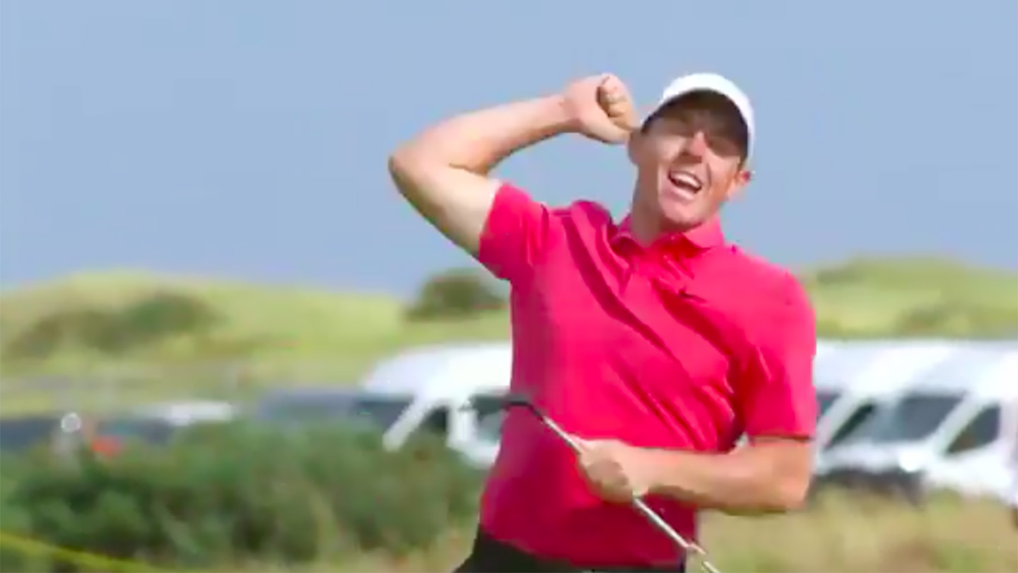 Rory McIlroy sinks 55-foot eagle putt to climb The Open leaderboard