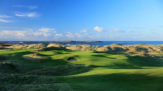 A view of the par-4 15th hole at Royal Portrush.
