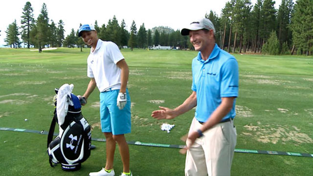 Stephen Curry finds shooting from distance a far tougher challenge in golf than basketball