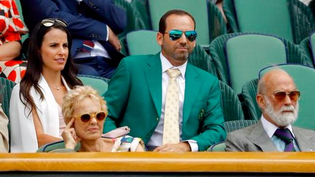 Sergio Garcia sports Masters green jacket at Wimbledon