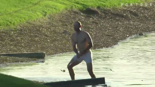 WATCH: Shawn Stefani strips down to underwear to hit water shot
