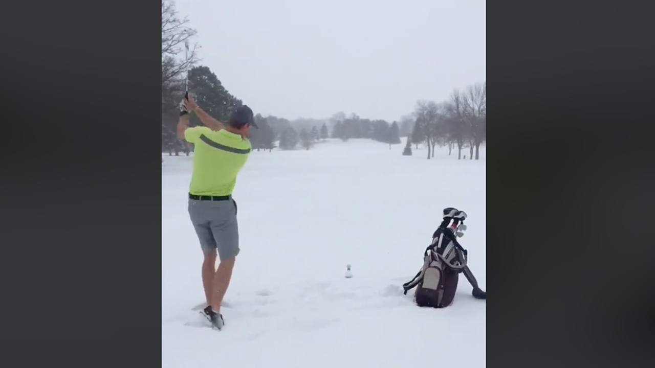 Snow can't stop one man's round of Masters-week golf in Minnesota
