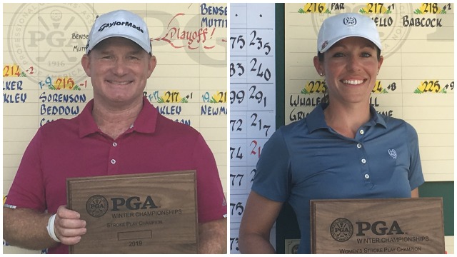 Bensel wins in playoff, Coe avoids playoff to claim PGA Stroke Play and PGA Women's Stroke Play Championships